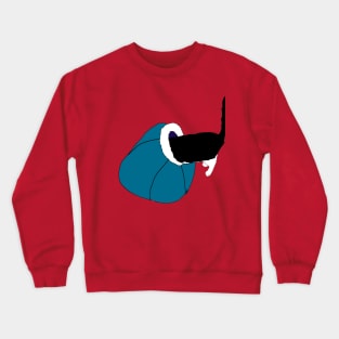 Cute Tuxedo Cat going to bed in his Igloo Copyright TeAnne Crewneck Sweatshirt